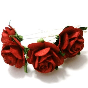 Red Open Rose Floral Hair Pin Set/ Traditional/ Bridal/ Wedding Hair Accessories/ Bridesmaid Hair Pin/ Wedding Flower Pins F003