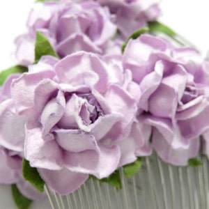 Lilac/ Light Violet/ Purple Rose Floral Hair Comb/ Bridal/ Wedding Hair Accessories/ Bridesmaid Hair Fascinator F030 image 1