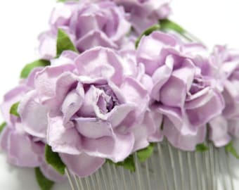 Lilac/ Light Violet/ Purple Rose Floral Hair Comb/ Bridal/ Wedding Hair Accessories/ Bridesmaid Hair Fascinator F030