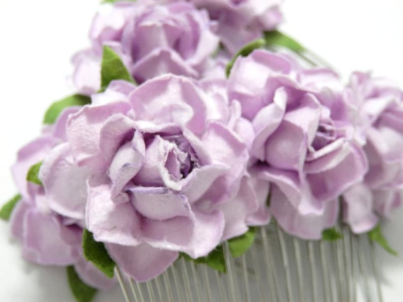 Lilac/ Light Violet/ Purple Rose Floral Hair Comb/ Bridal/ Wedding Hair Accessories/ Bridesmaid Hair Fascinator F030 image 1