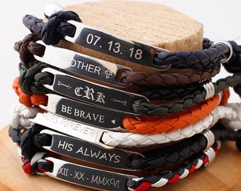 Father's Day Gift, Custom Man Bracelet, Personalized Bar Bracelet for men, Best Seller Dad Gift