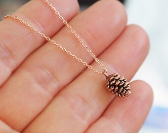 Personalized Pinecone Initial Necklace Custom Gift for Her Rose Gold Necklace Dainty Pine Cone Jewelry Baby Girl Gift Christmas gift for her