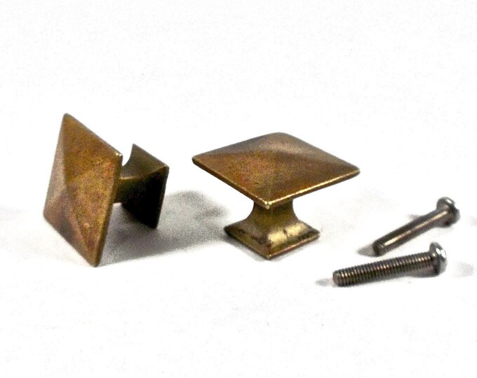 Two Arts & Crafts Style Brass Knobs Bungalow Style Etsy