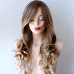Ombre Wig Lace Front Wig Long Curly Brown Blonde Hair Long Etsy