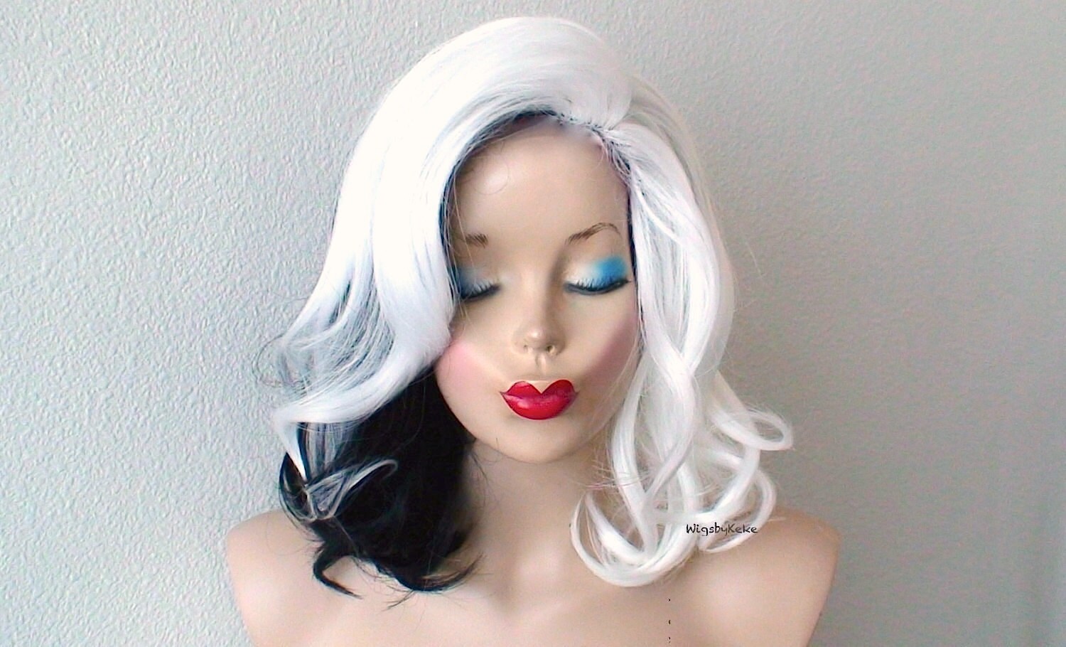 White Black Wig Cosplay Wig Short Wig Costume Wig Etsy