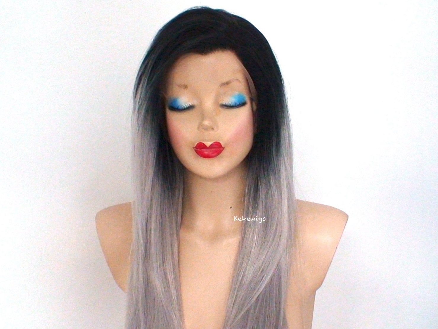 Black Gray Ombre Wig: 24