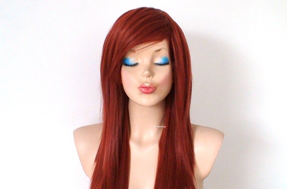 Auburn Wig. 26 Straight Layered Hair Side Bangs Wig. - Etsy Auburn Wig. 26 Straight Layered Hair Side Bangs Wig. - Etsy
