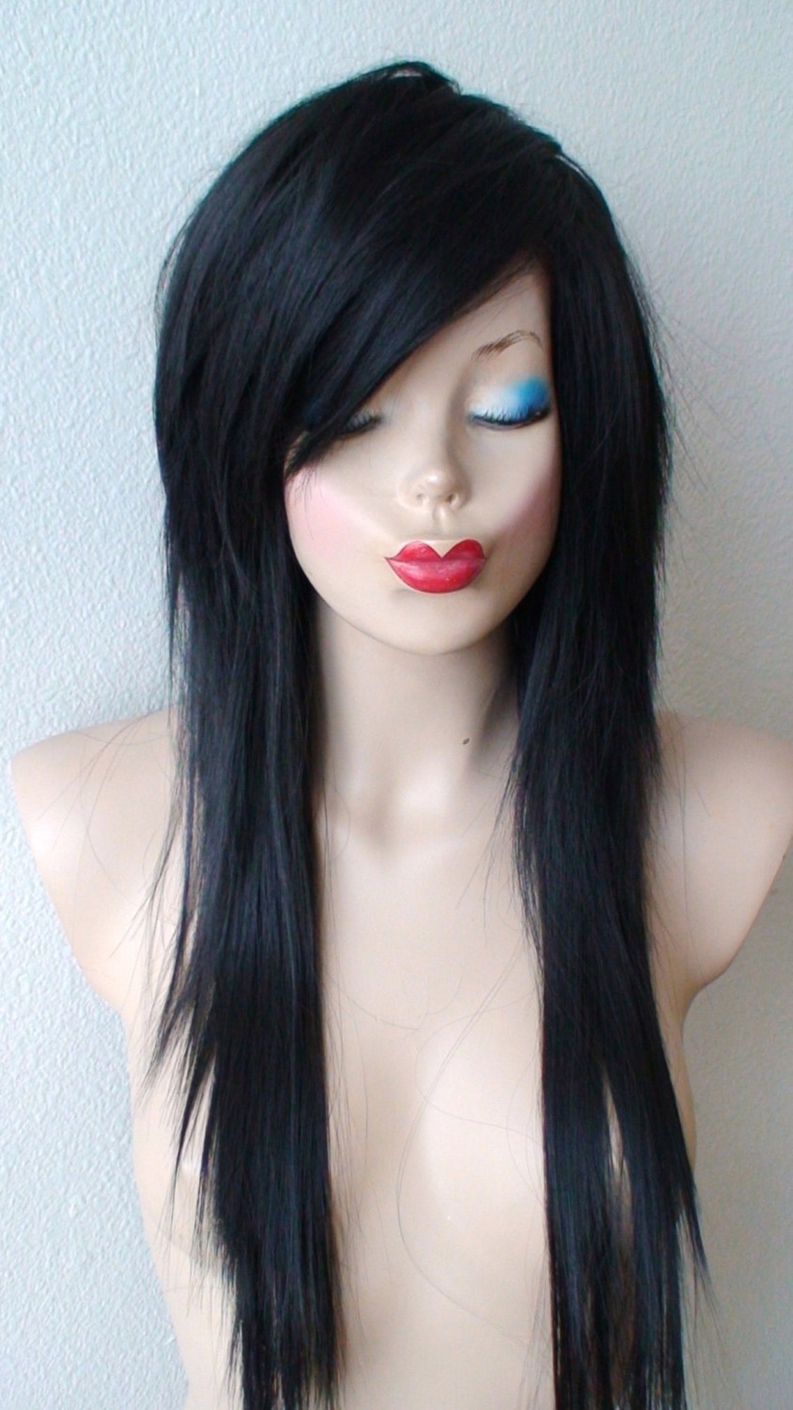Emo wig. Black emo hair wig. Scene wig. Black wig. Gothic wig. Etsy