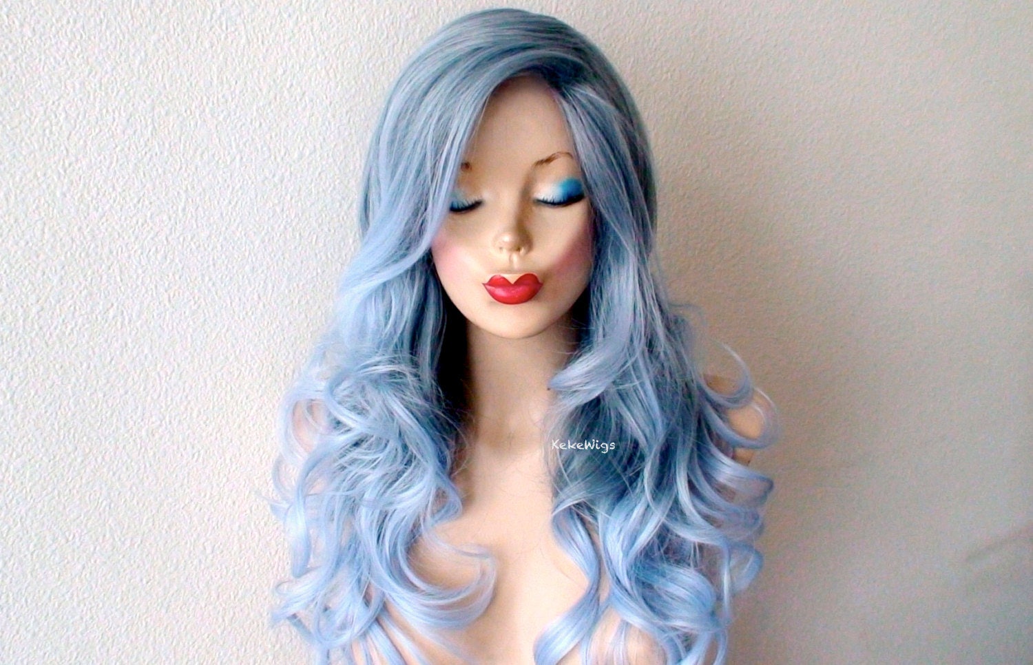 Long Blue Ombre Wig - wide 8