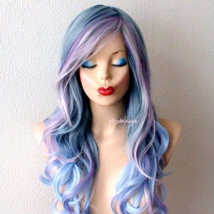 Buy Pastel Ombre Wig. 26 Curly Hair Side Bangs Wig. Heat Friendly Synthetic  Wig. Online in India 