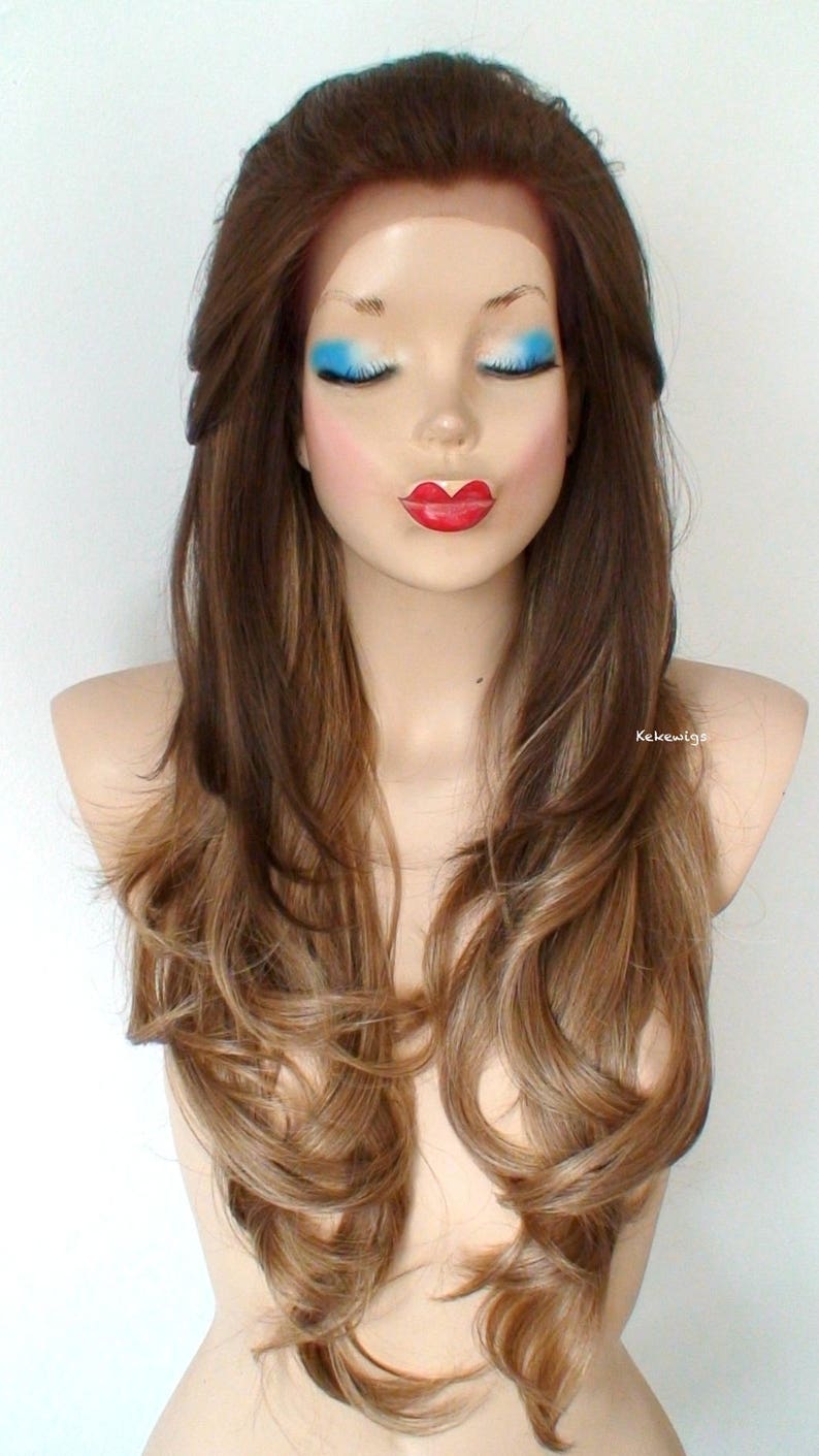 Lace Front Wig. Brown Caramel Ombre Wig. 26 Wavy Wig Etsy