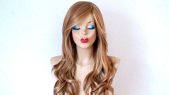 Butterscotch Wig. 26 Curly Hair Side Bangs Wig. Heat Friendly - Etsy Butterscotch Wig. 26 Curly Hair Side Bangs Wig. Heat Friendly - Etsy