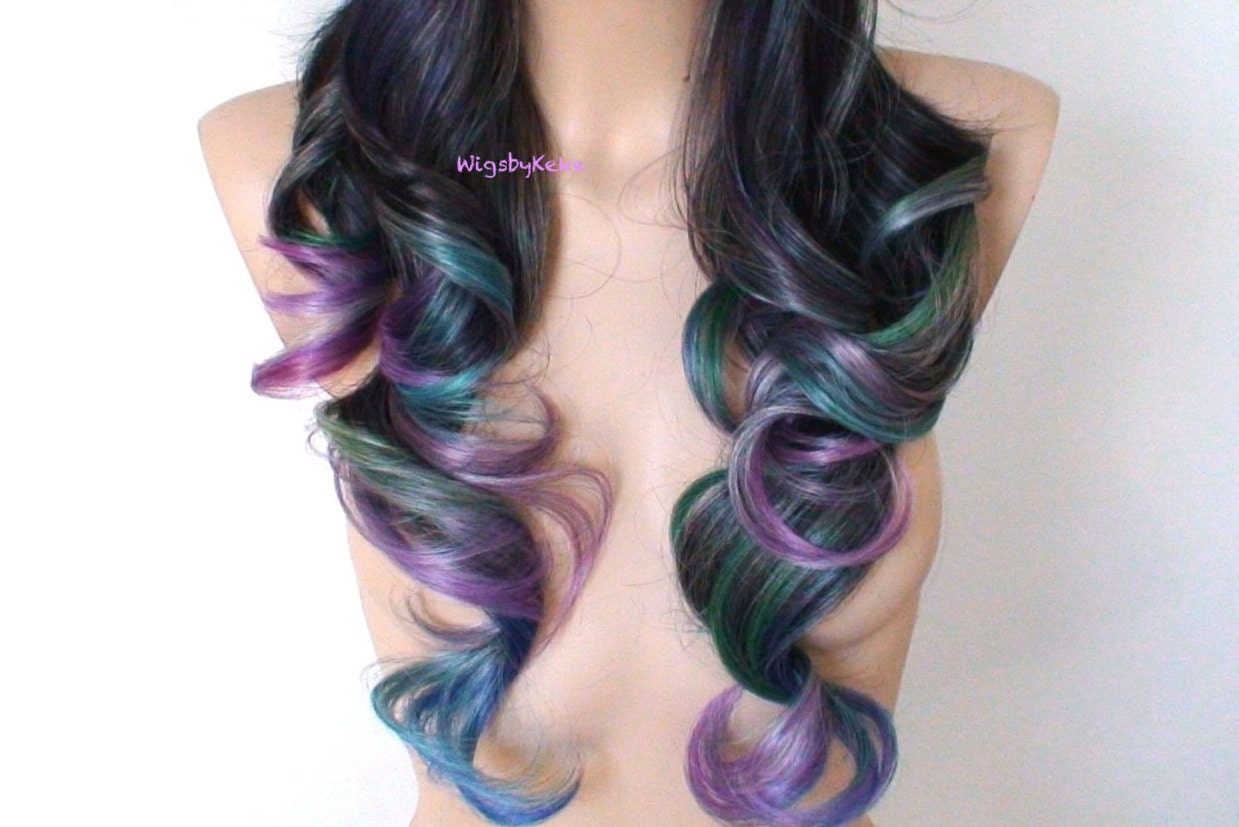 Black Ombre Wig. Oil Slick Hair Wig. One of Kind Wig. Custom - Etsy