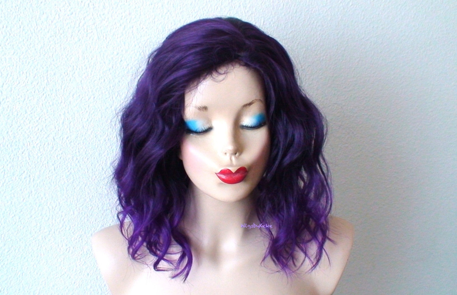 Purple Ombre Wig. 16 Wavy Hair Wig. Heat Friendly - Etsy