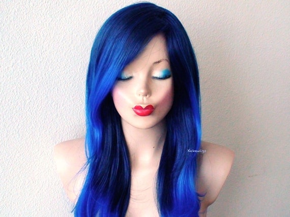 Blue wig etsy discount