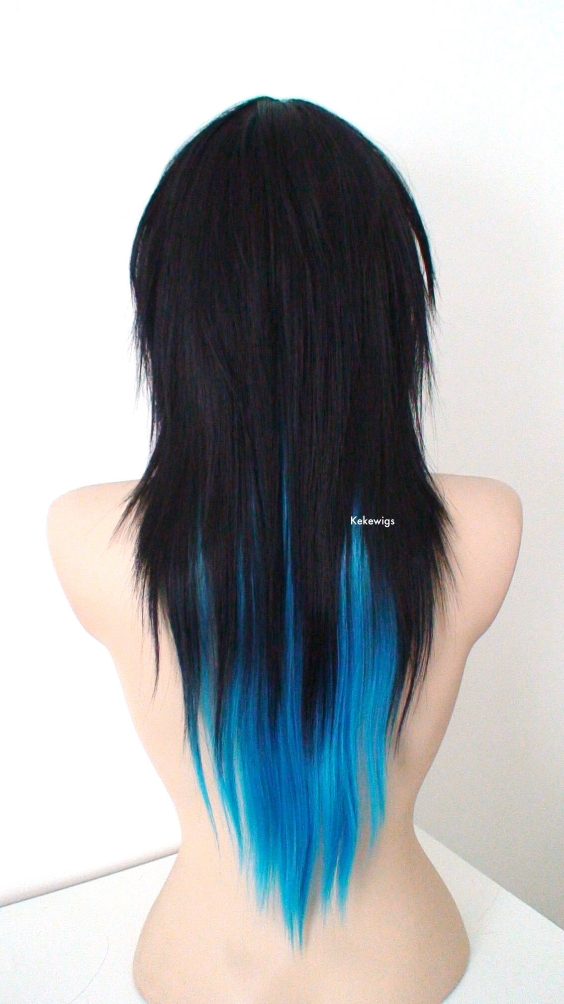 Emo Wig. Black Turquoise Ombre Wig. 28 Straight Layered - Etsy Emo Wig. Black Turquoise Ombre Wig. 28 Straight Layered - Etsy