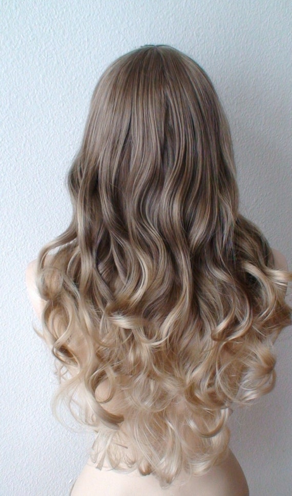 Ash Brown Dirty Blonde Ash Blonde Ombre Wig Long Curly Etsy