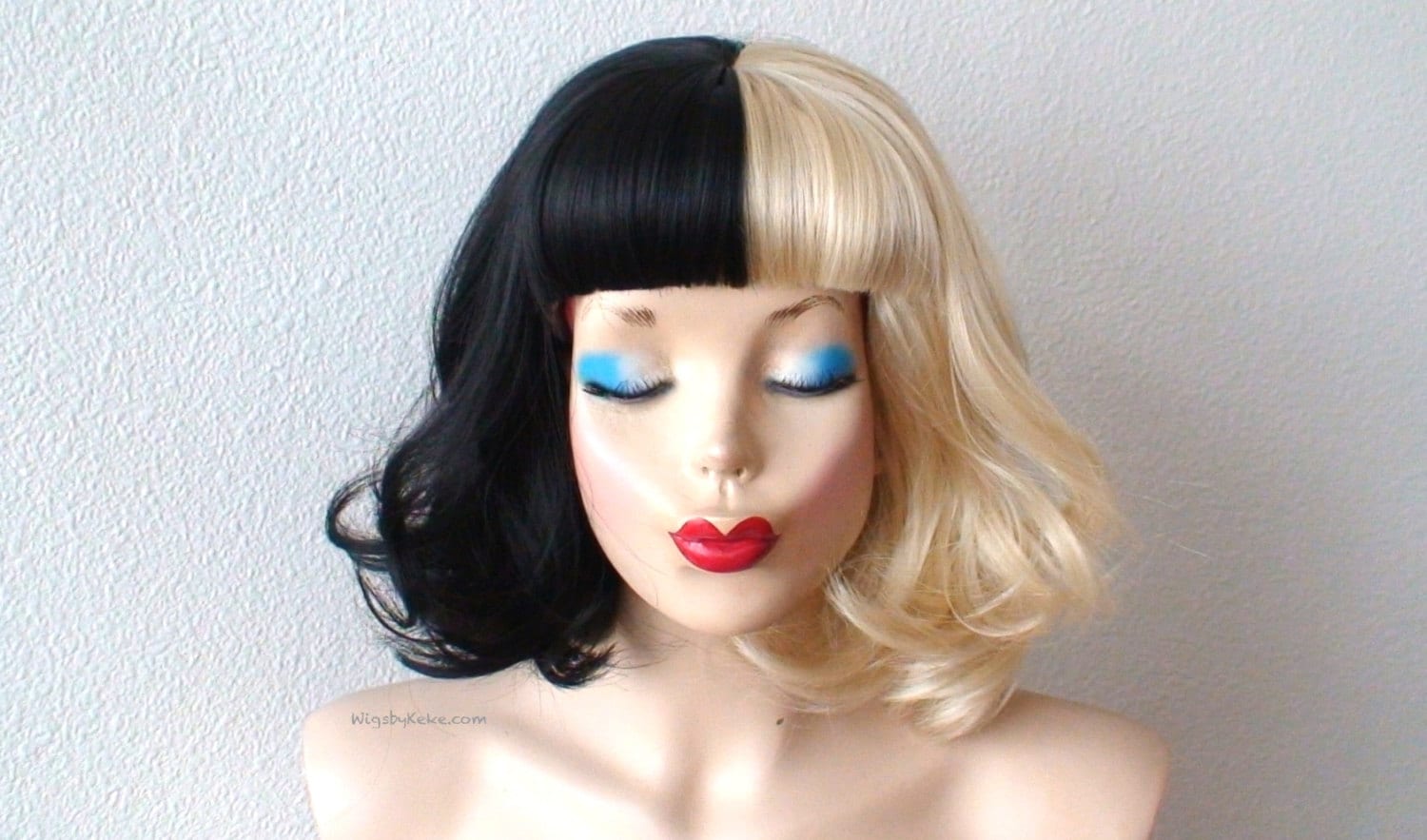 Blonde Black Wig Short Wig Blonde Black Side By Side Wig Etsy Blonde Black Wig Short Wig Blonde Black Side By Side Wig Etsy