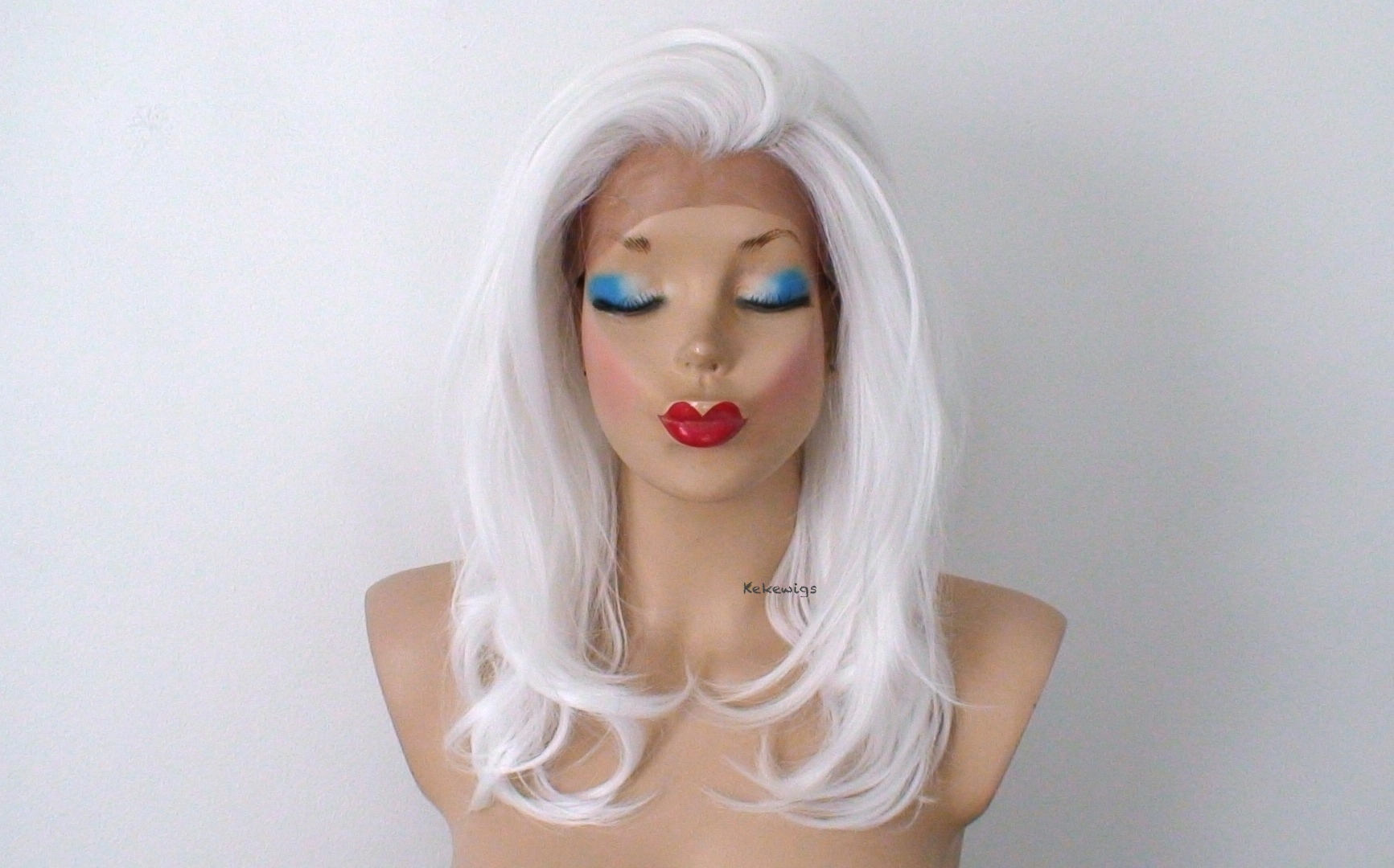 White wig. Lace front wig. Snow white hair wig. Wavy hairstyle Etsy