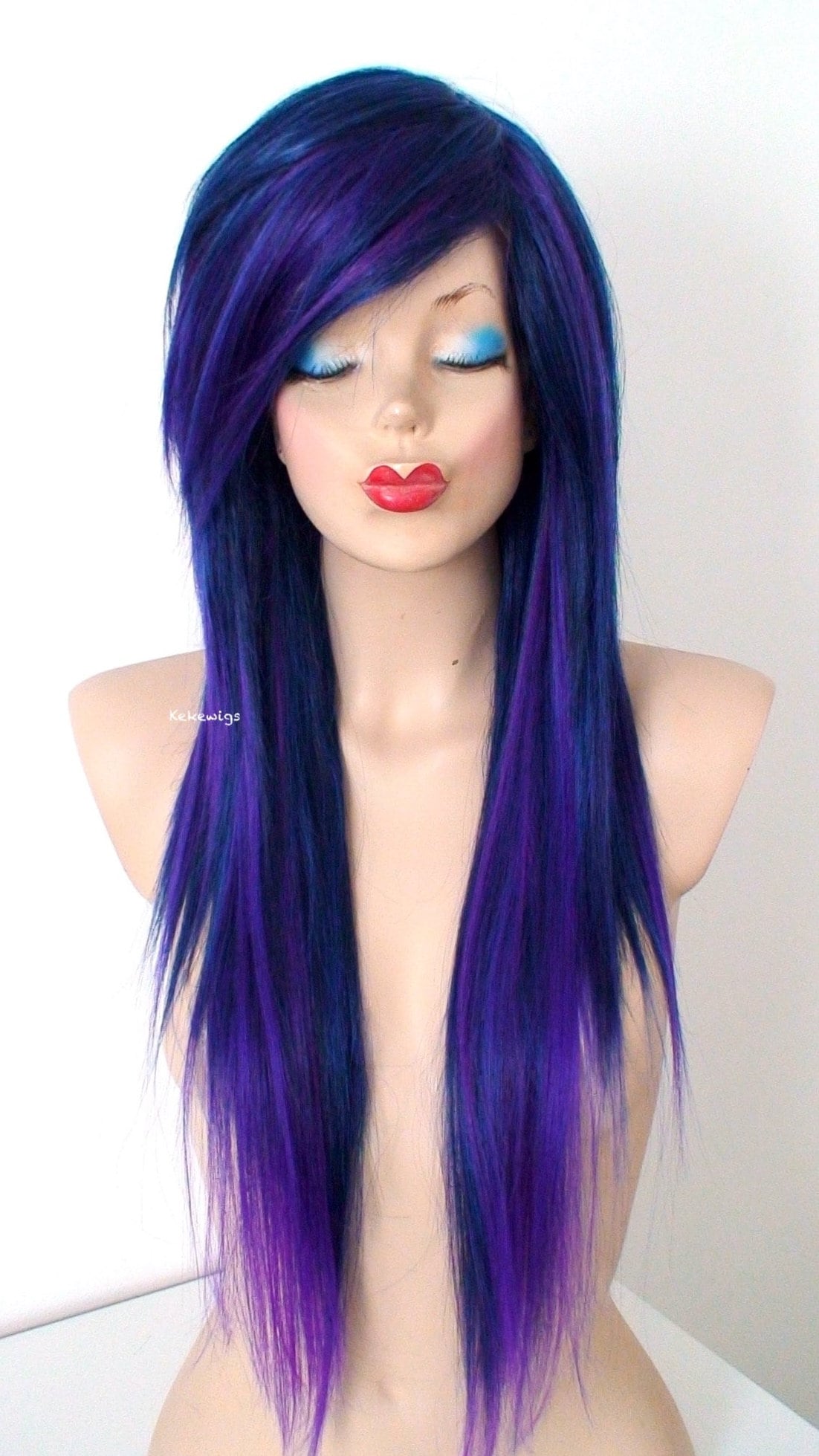 Navy Blue Purple Ombre Wig: 28 display picture 1