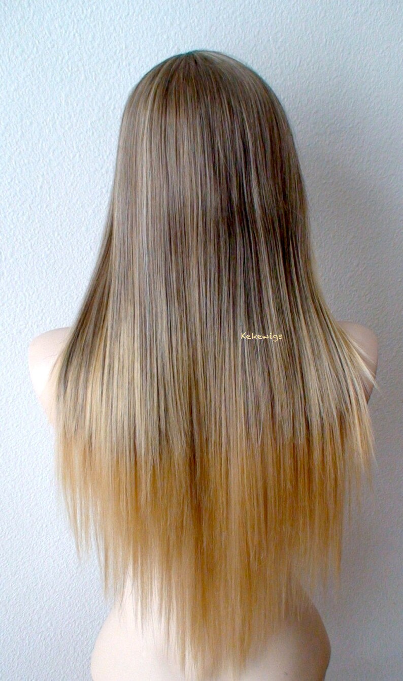 Ombre Wig Light Brown Golden Blonde Wig Long Straight Hair Etsy