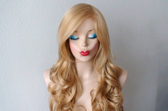 Blonde Wig Golden Blonde Long Curly Hairstyle Long Side Bangs Heat Resistant Synthetic Wig For Daytime Use Or Cosplay