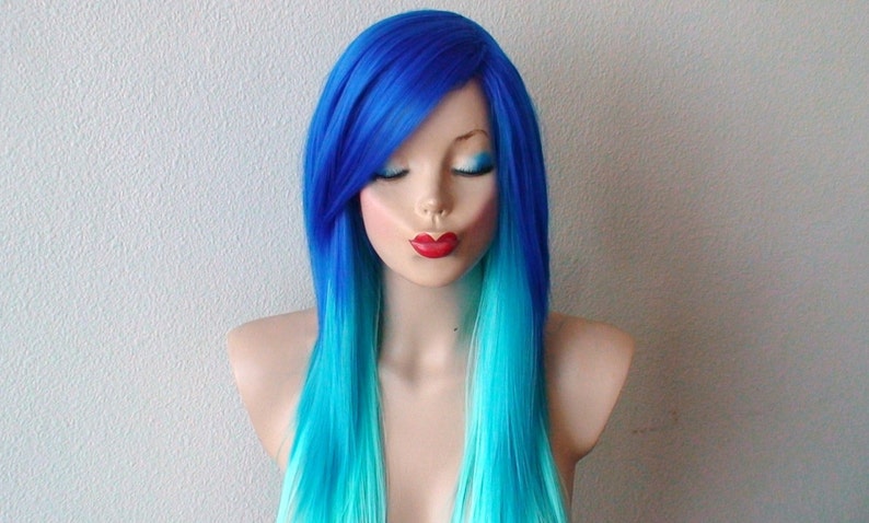 Blue Long Wig - wide 4