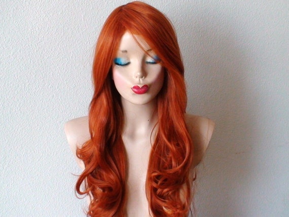 Peluca Corta Afro Rizada Naranja Con Flequillo, Peluca Sinté | Envío Gratis