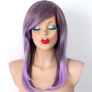 Pastel Lavender Ombre wig. 20&quot; Straight hair wig. Heat friendly synthetic hair wig