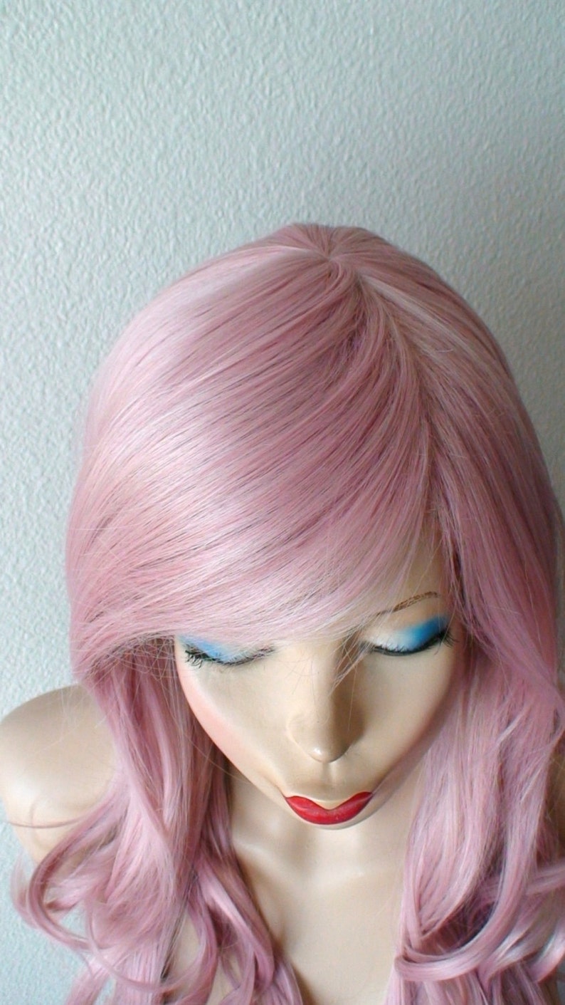 Blush Pink wig. Lace front wig. Pastel wig. Mauve pink curly Etsy