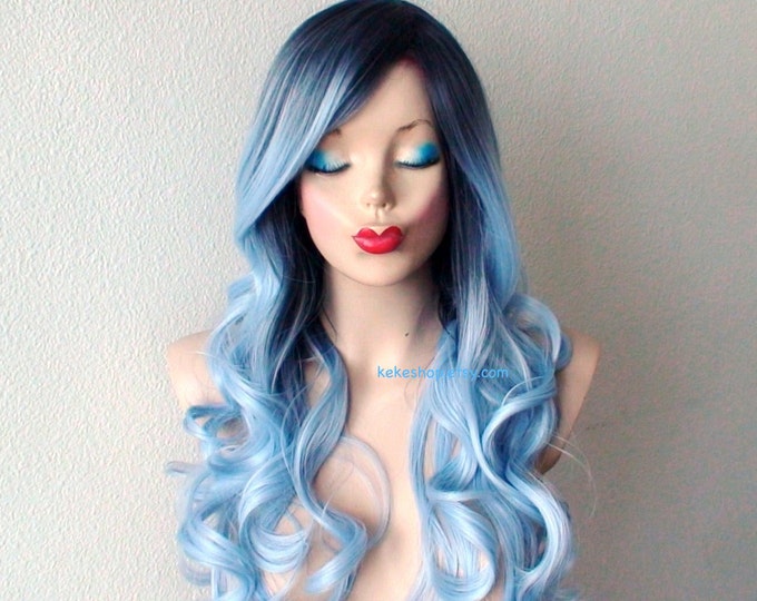 Long Blue Wig with Bangs - wide 9