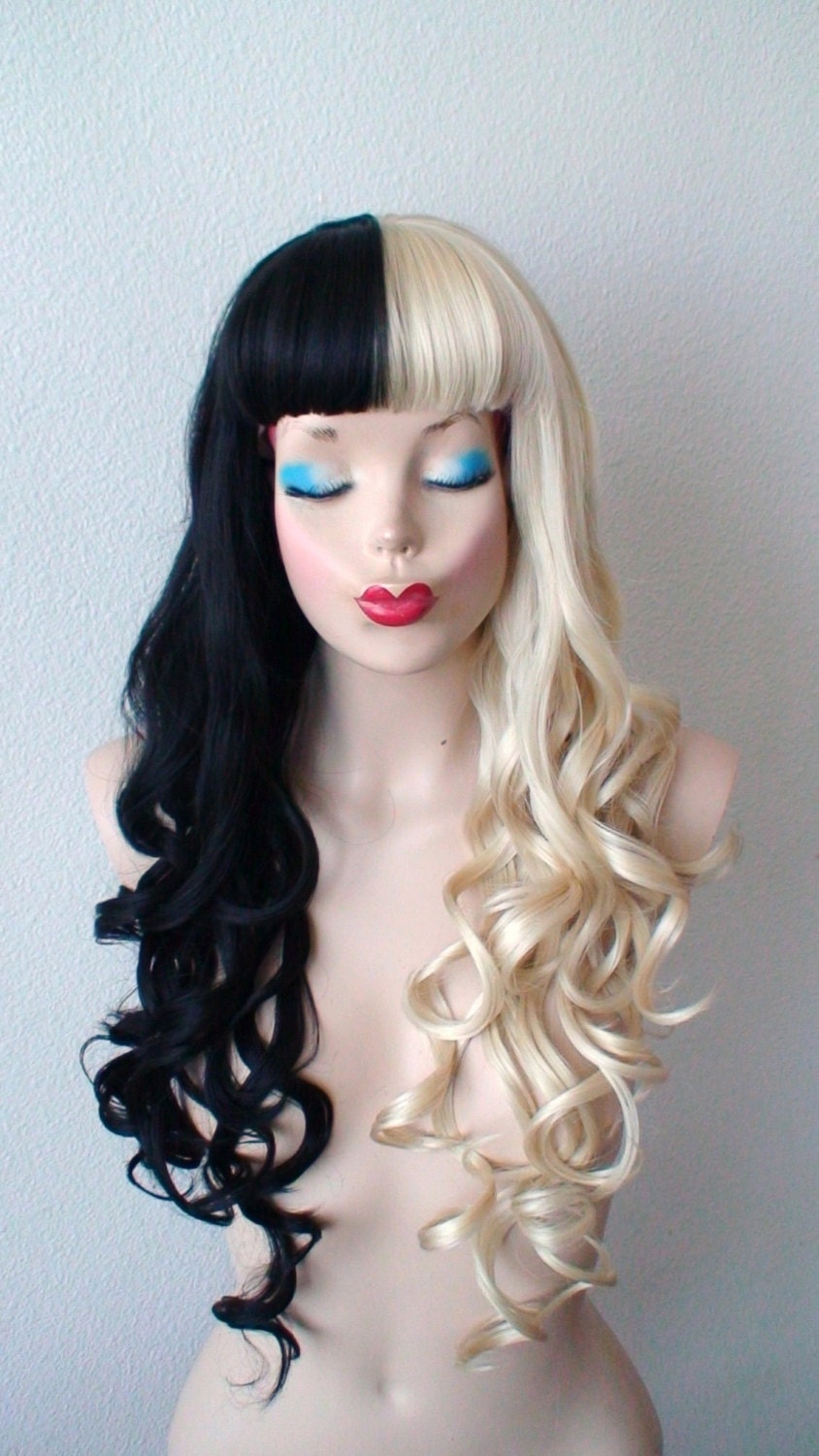 2 TONE BLONDE & BLACK CURLY Cosplay WIG *NWT* Amazon.com : PATTNIUM Black and Blonde Long Wavy Curly Wig  main image 2