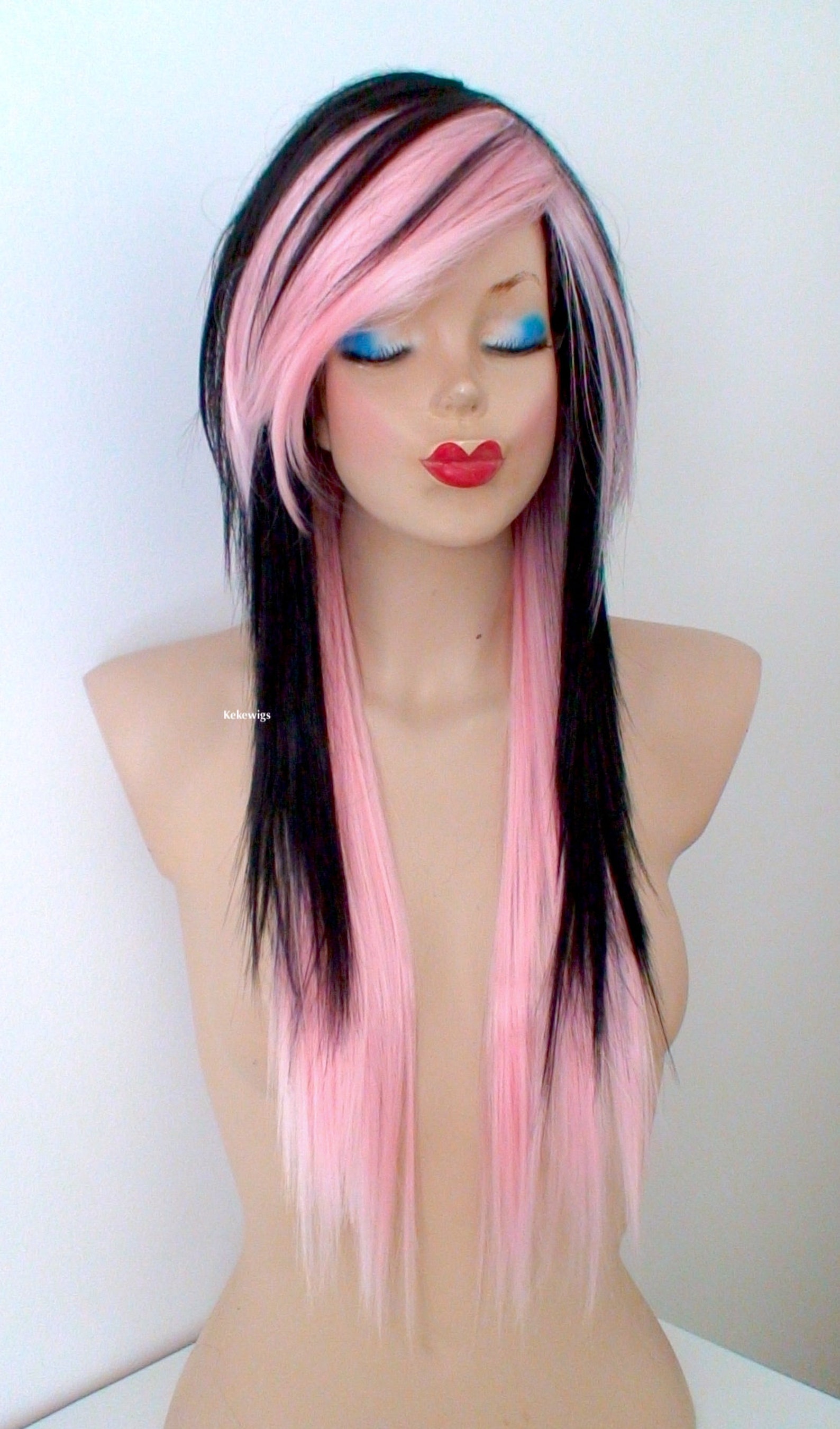 Emo wig. Black Pink Ombre wig. Scene wig. 28 Straight Etsy