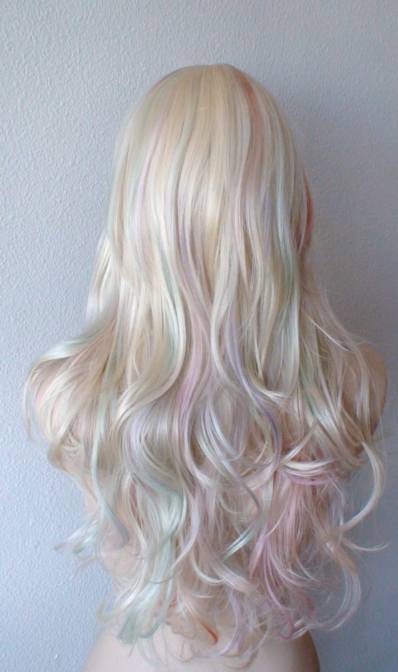 Pastel wig. Rainbow wig. Platinum Blonde / Pastel colored wig. Etsy