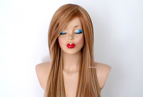 Butterscotch Long Straight Hair Long Side Bangs Wig Durable Etsy