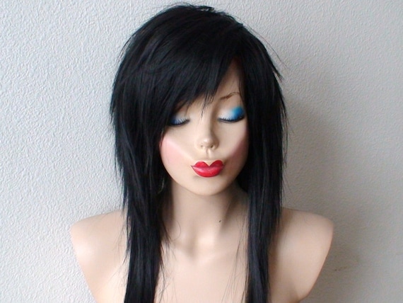 Black Wig. Emo Wig. 28 Straight Layered Scene Wig. Cosplay Wig. Etsy UK