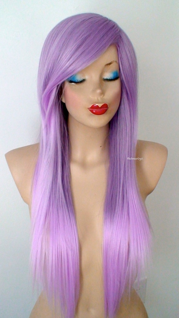 Lavender Ombre Wig. Scene/emo Hair Wig. Pastel Lavender Wig. Long Straight  Hair Side Bangs Wig. Heat Friendly Synthetic Hair Wig. - Etsy Norway