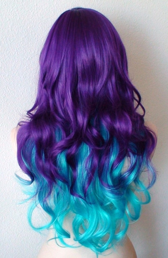 Purple turquoise wig deals