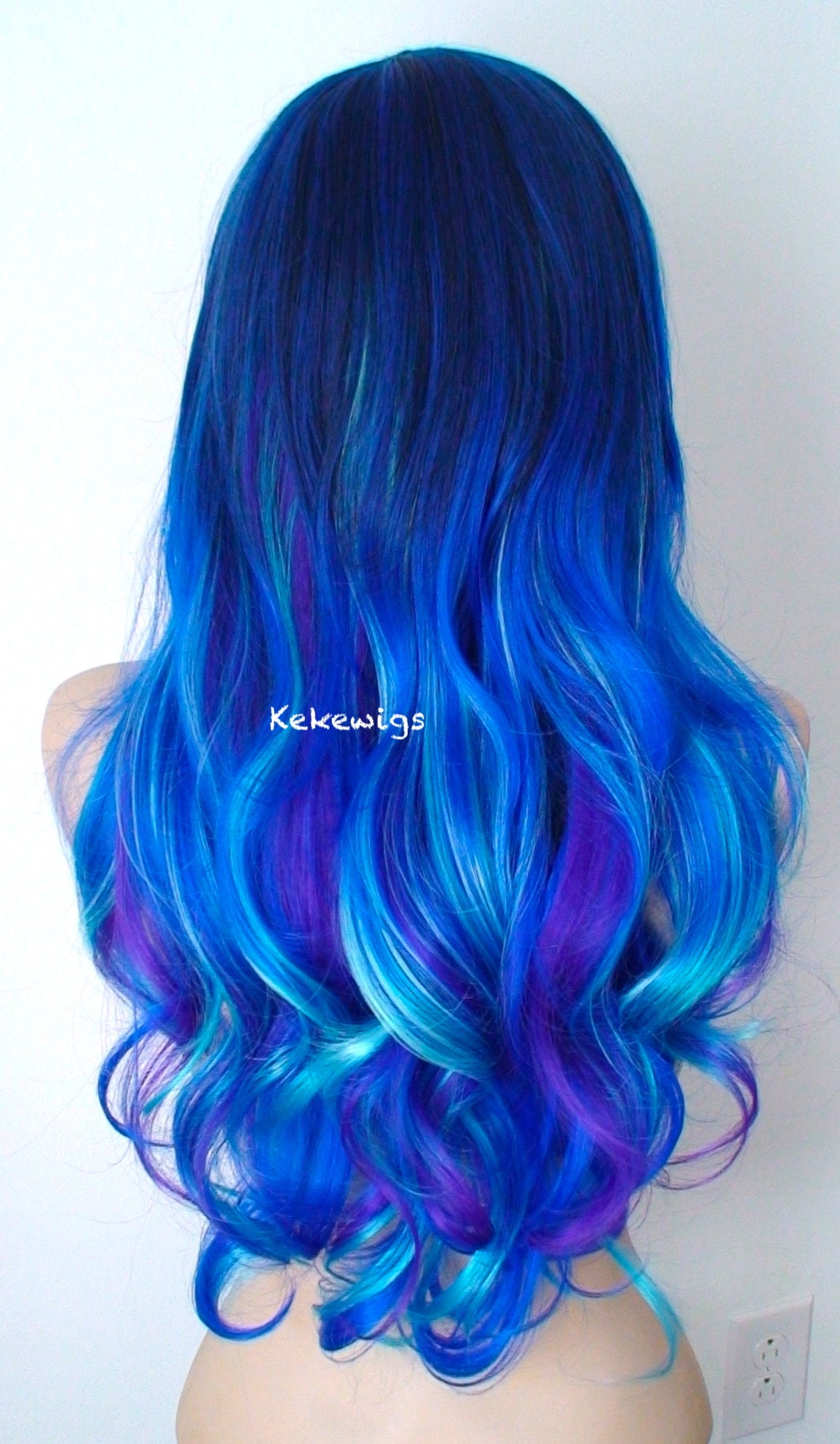 Blue Wig. Galaxy Wig. Ombre Wig. 26 Wavy Hair Side Bangs - Etsy Blue Wig. Galaxy Wig. Ombre Wig. 26 Wavy Hair Side Bangs - Etsy