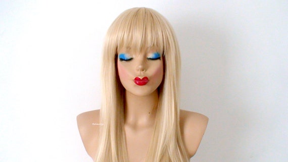 Blonde Wig Long Blonde Straight Hair Wig With Bangs Heat Friendly Synthetic Wig For Women Everyday Wig Cosplay Wig
