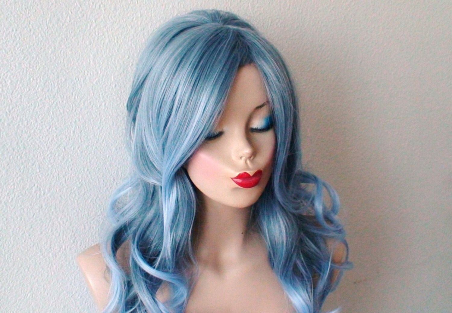 2. Pastel Blue Lace Front Wig - wide 5