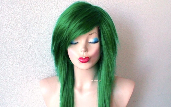 Green Scene Wig. 26 Straight Layered Hair Side Bangs - Etsy UK Green Scene Wig. 26 Straight Layered Hair Side Bangs - Etsy UK