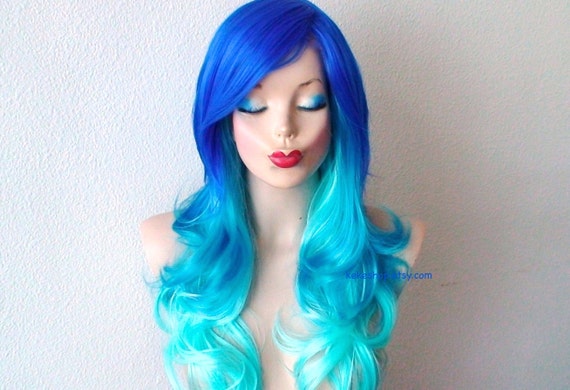 1. Light Blue Synthetic Hair Wig - wide 6