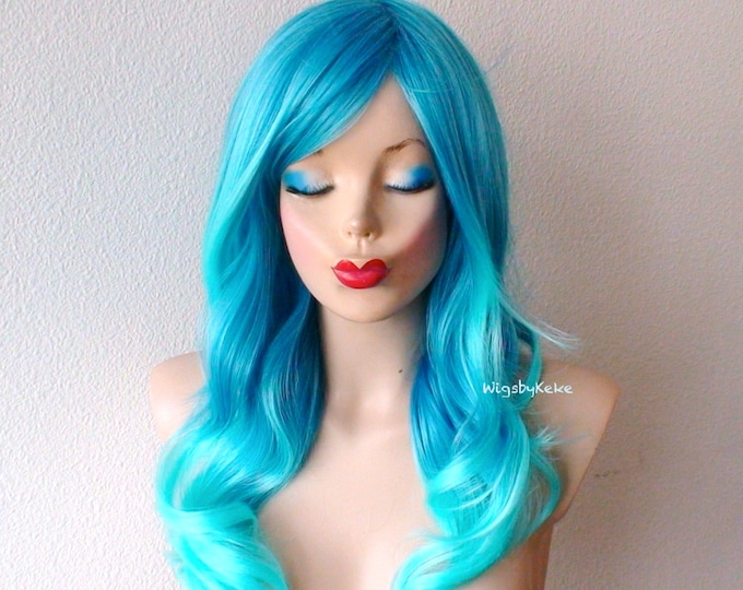 Blue Ombre Curly Wig - wide 10