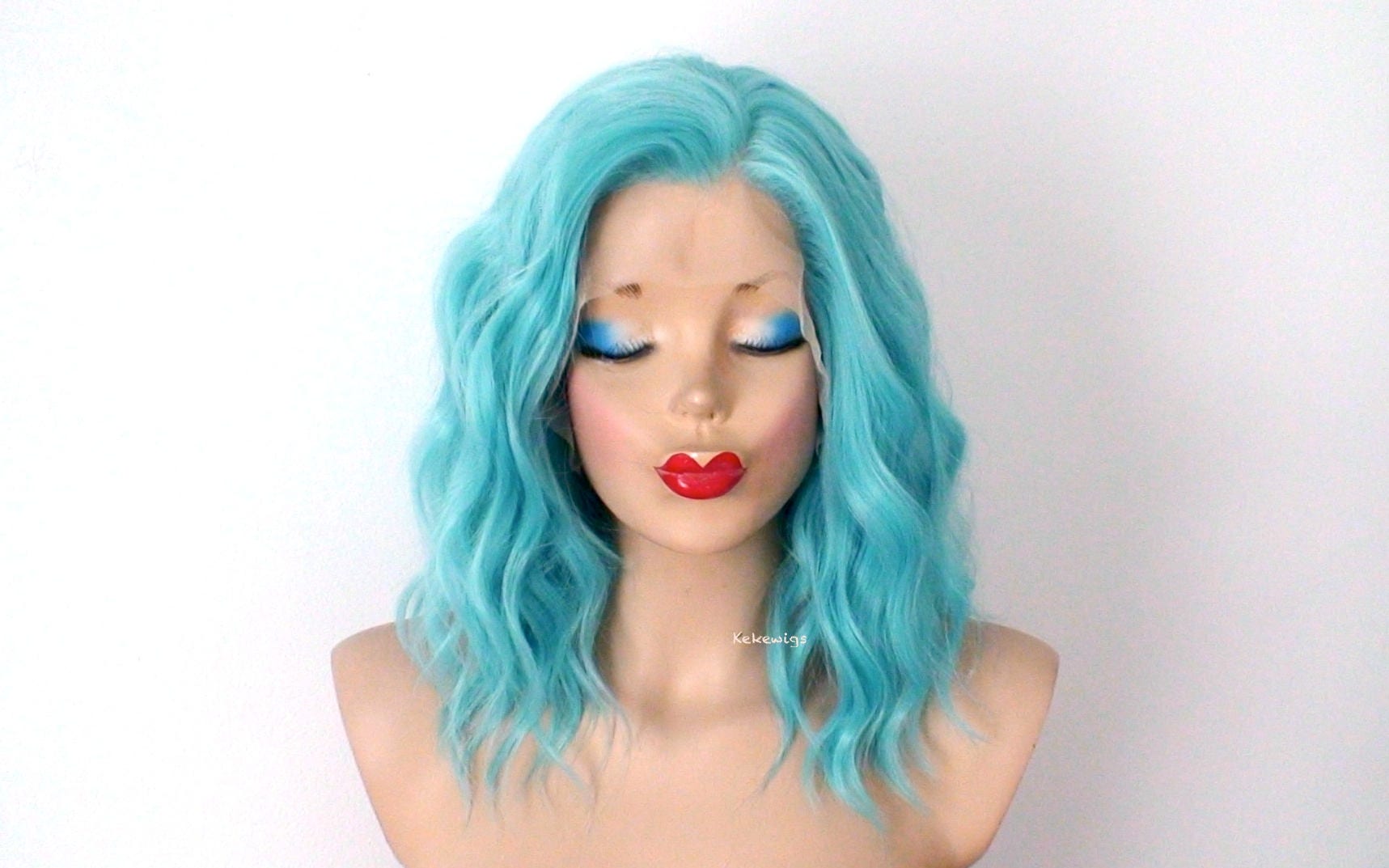 2. Pastel Blue Lace Front Wig - wide 3