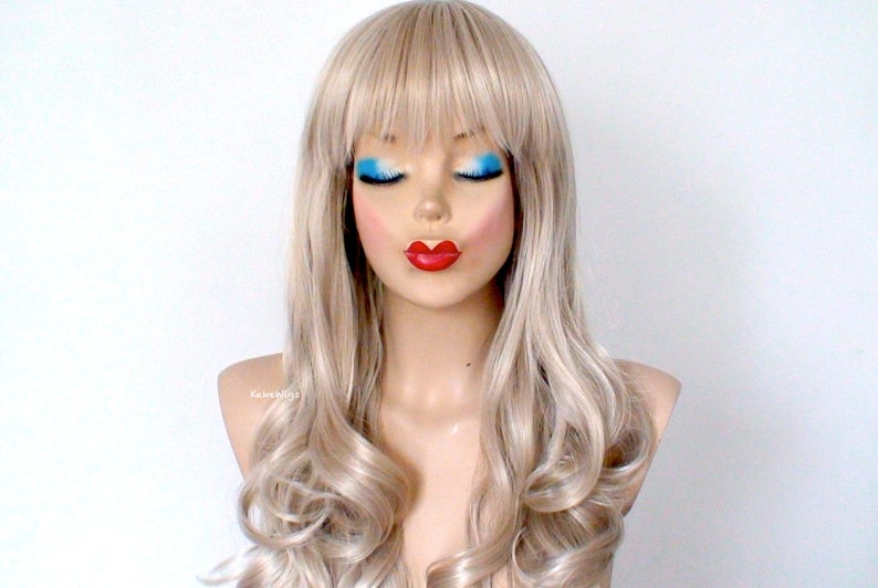 Ash Blonde Wig Long Curly Hairstyle Wig Durable Heat Etsy
