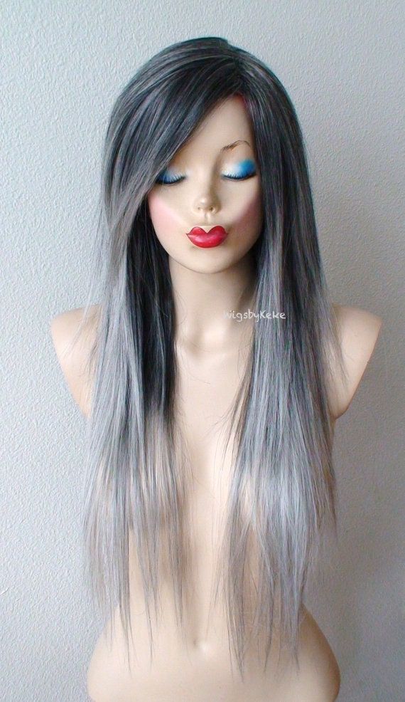 Grey Ombre Wig. Salt-paper Gray Wig. 28 Straight Hair - Etsy Grey Ombre Wig. Salt-paper Gray Wig. 28 Straight Hair - Etsy