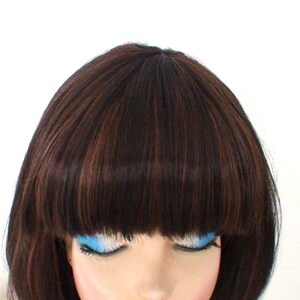 Brown / Auburn Bob hair wig. Short hair wig with bangs. Heat friendly synthetic hair wig. image 3