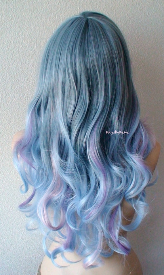 Pastel Ombre Wig Lace Front Wig Blue Lavender Pink Purple Etsy