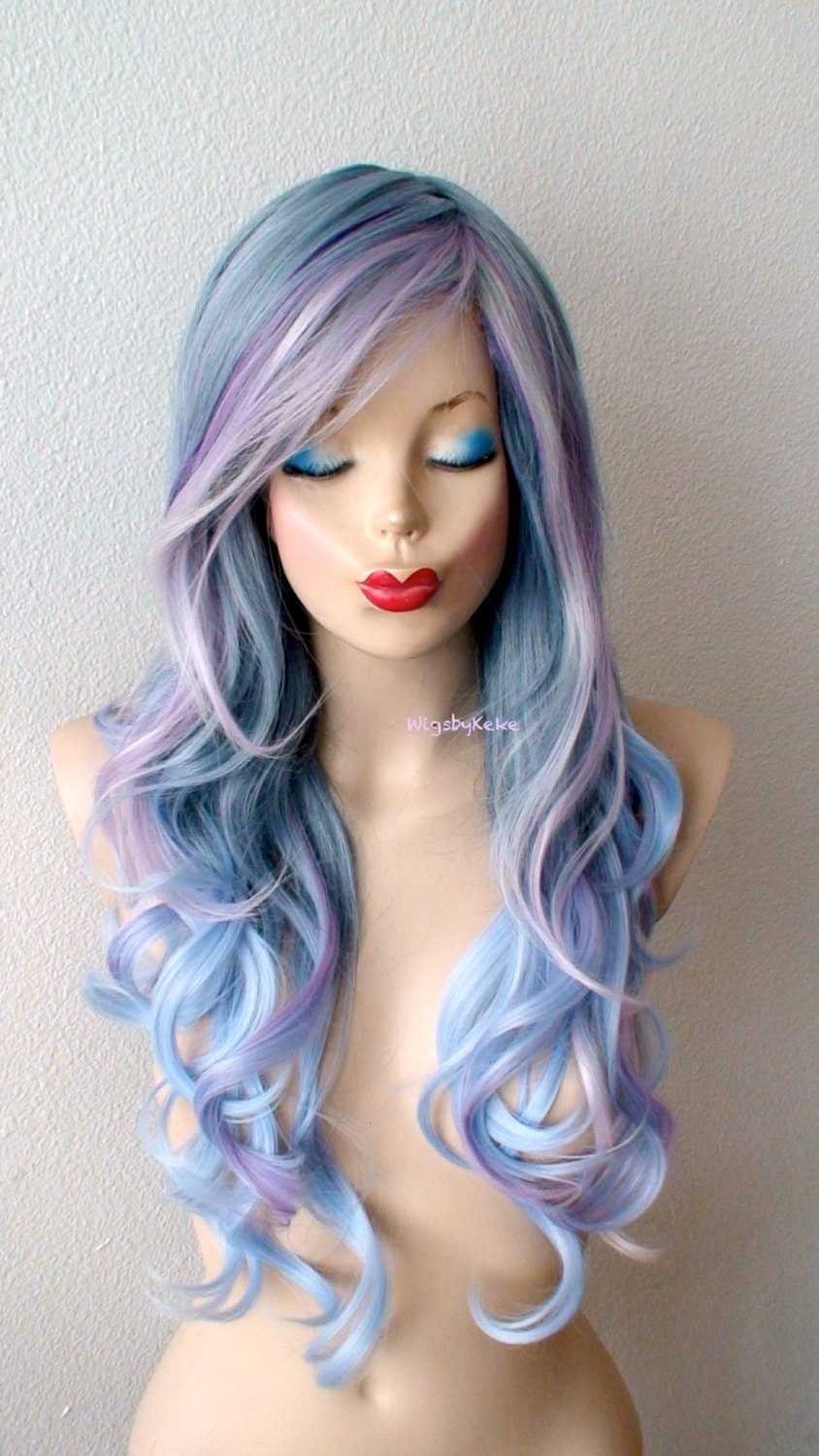 Pastel Ombre Wig. 26 Curly Hair Side Bangs Wig. Heat Friendly Synthetic Wig.  - Etsy Denmark